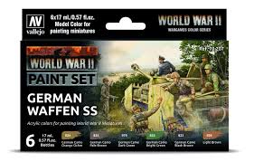 VALLEJO 18ml WWII German Waffen SS Wargames Model Color Paint Set (6 Colors)