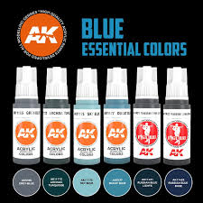 AKI Blue Essential 3G Acrylic Paint Set (6 Colors) 17ml Bottles