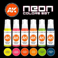 AKI Neon 3G Acrylic Paint Set (6 Colors) 17ml Bottles