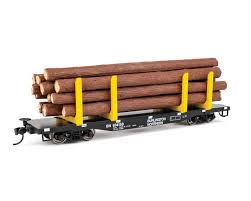 WALTHERS HO 45' Logging Flatcar - Ready to Run -- Burlington Northern #634165