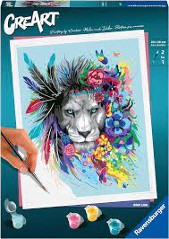 CREART Boho Lion Paint by Numbers Kit 12X10