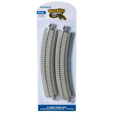 BACHMANN HO E-Z Track 18" Radius Curved with Concrete Ties (4)