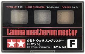 TAMIYA Weathering Set F: Titanium, Light Gun Metal & Copper