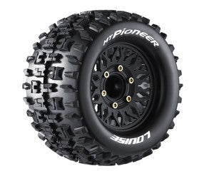LOUISE R/C MT-Pioneer Soft, 1/10 Monster Truck Tires, 0 & 1/2 " Offset, 12, 14, 17mm Removable Hex, 1 pair