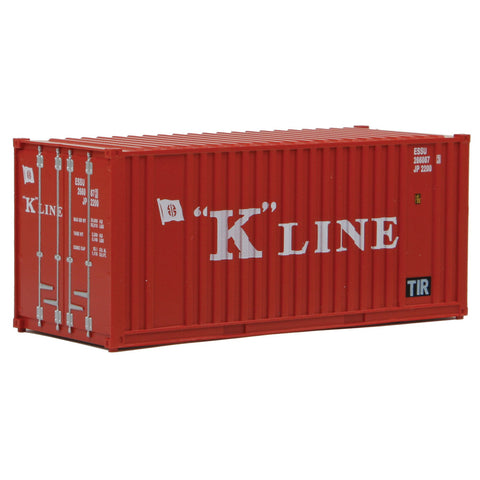 WALTHERS HO 20' Corrugated Container with Flat Panel - Assembled -- K-Line (red, white)