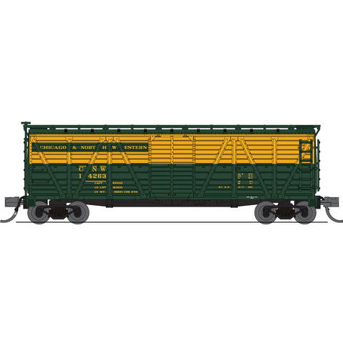 BROADWAY LTD N Stock Car, 40' Wood, C&NW (2 Pack)