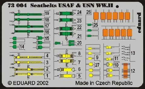 EDUARD 	1/72 Aircraft- USAF & USN WWII Seatbelts (Painted)