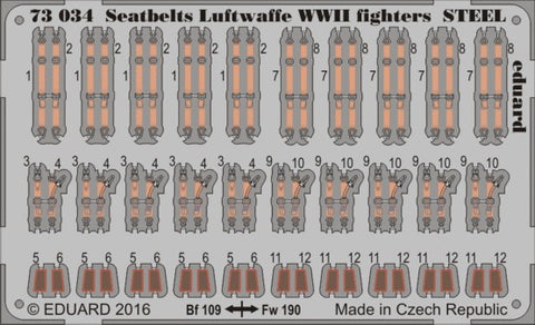 EDUARD 1/72 Aircraft- Luftwaffe Steel Fighter WWII Seatbelts (Painted)