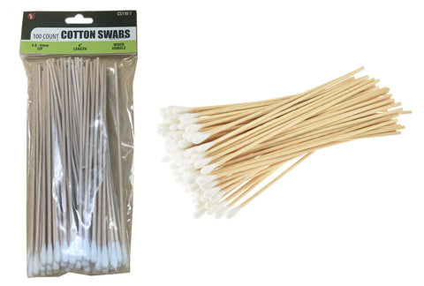 SE 100-piece 6" Birch Wood Handle Cotton Swabs set