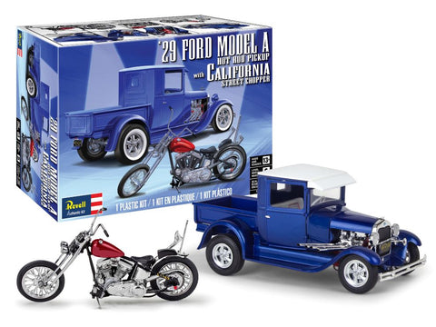 REVELL 1/25 1929 Ford Model A Hot Rod Pickup Truck w/California Street Chopper