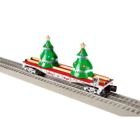 O FLAT CAR WITH CHRISTMAS TREE LOAD