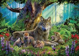 RAVENSBURGER 1000-PIECE PUZZLE Wolves in the Forest