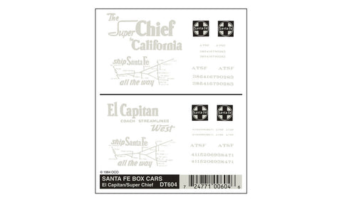 WOODLAND SCENICS Dry Transfer: Santa Fe Box Cars-Passenger