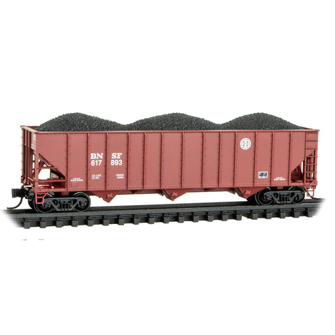 MICRO-TRAINS N Hopper, 100-Ton 3-Bay Rib Sides w/ Coal Load, BNSF #617893