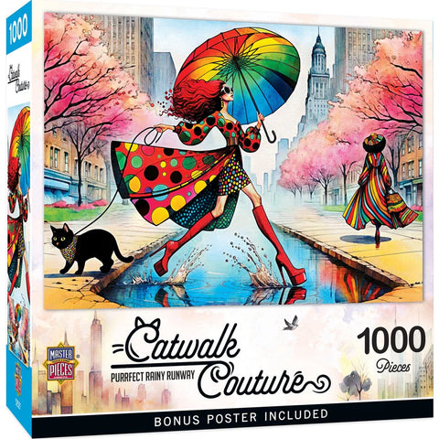 MASTER PIECES 1000-PIECE PUZZLE Purrfect Rainy Runway