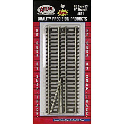 ATLAS HO Code 83 Straight Track 6"  (4/pk)
