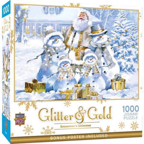 MASTER PIECES 1000-PIECE PUZZLE Glitter & Gold - Snowman's Shimmer