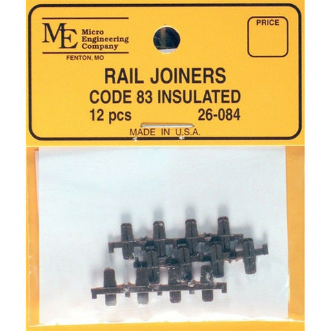 MICRO ENGINEERING HO Insulated Rail Joiners -- Code 83 pkg(12)
