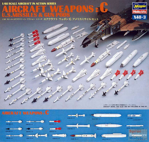 HASEGAWA 1/48 Aircraft Weapons C: US Missiles & Gun Pods