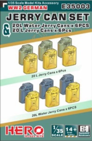 HERO HOBBY 1/35 WWII German Jerry Cans (6) & Water Jerry Cans (6)