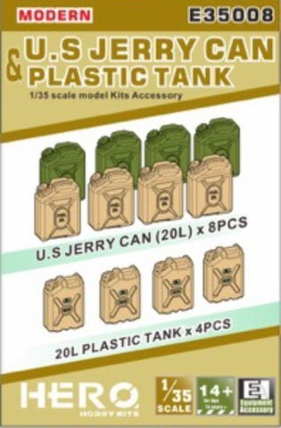 HERO HOBBY 1/35 Modern US Jerry Cans (8) & Plastic Tanks (4)