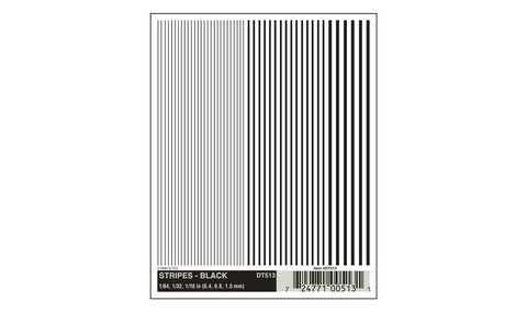 WOODLAND SCENICS Dry Transfer: Stripes Black