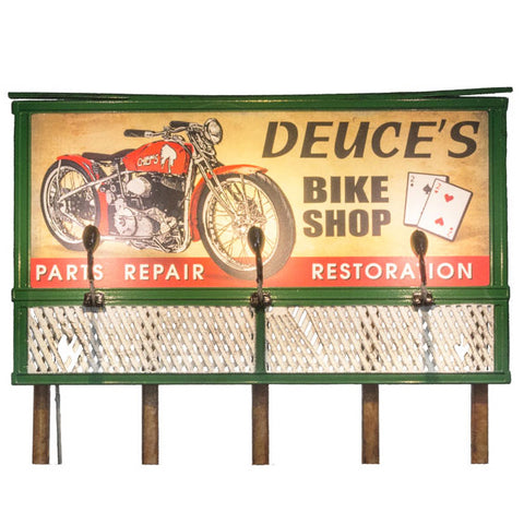 WOODLAND SCENICS Just Plug: HO Billboard, Deuce's Parts & Repair, Lighted