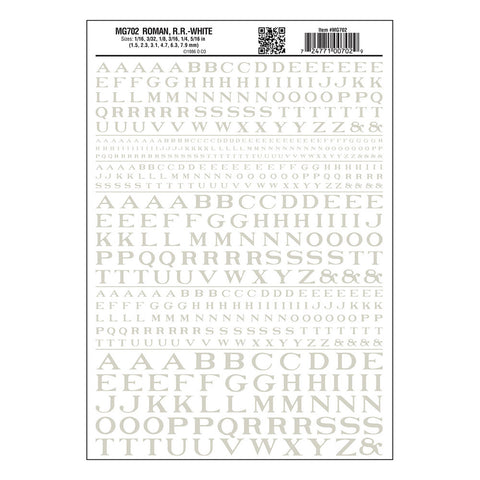 WOODLAND SCENICS Dry Transfer Roman Letters White