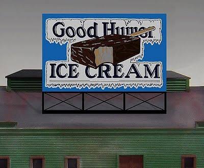 MICRO STRUCTURES Good Humor Animated Neon Billboard - Light Works USA -- Small for HO & N Scales 2-3/8 x 1-7/8" 6.1 x 4.8cm