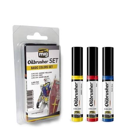 MIG Basic Oilbrusher Paint Set (3 Colors) 10ml Bottles