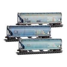 MICRO TRAINS N 3-Bay Covered Hoppers Union Pacific Weathered 3-Pack
