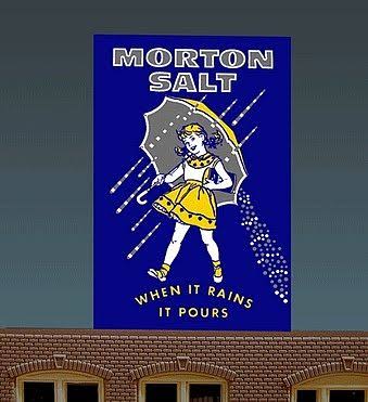 MICRO STRUCTURES Animated Neon Billboard w/Support - Kit -- Morton Salt Large for HO & O Scales 3 x 4-1/2"