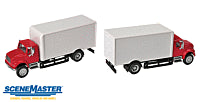 WALTHERS HO International(R) 4900 Single-Axle Box Van - Assembled -- Red Cab, White Body