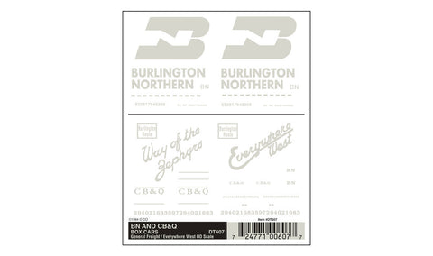 WOODLAND SCENICS Dry Transfer: BN and CB&Q Box Cars