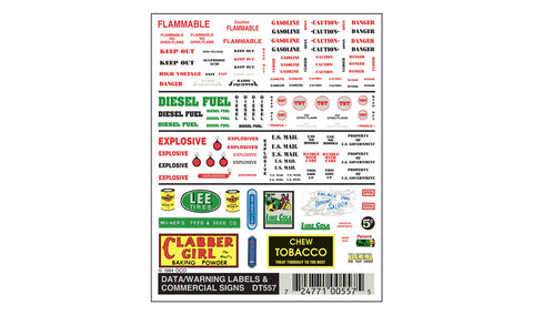 WOODLAND SCENICS Dry Transfer: Data/Warning Labels & Commercial Signs