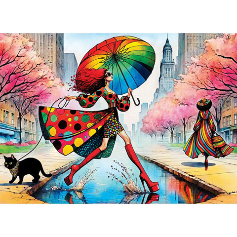 MASTER PIECES 1000-PIECE PUZZLE Purrfect Rainy Runway