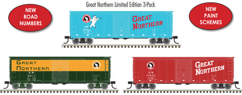 ATLAS N Boxcar, 40' USRA Steel Built, GN 3-PACK