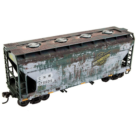 HO COVERED 2-BAY HOPPER WEATHERED UP/ex-CNW