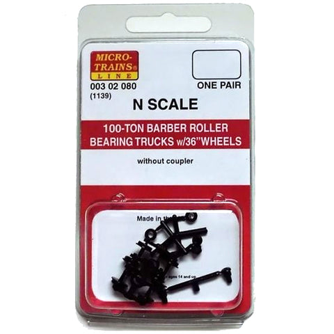 MICRO TRAINS N 100-Ton Barber Roller Bearing Trk (1139)(1pr)