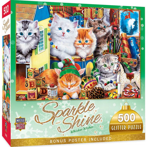 MASTER PIECES 500-PIECE PUZZLE Sparkle & Shine - Whisker Wishes