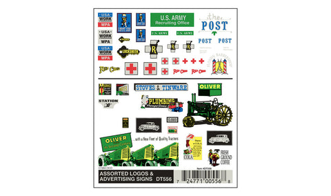 WOODLAND SCENICS Dry Transfer: Assorted Logos & Advertising Signs