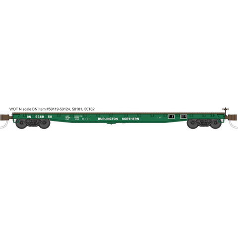 WHEELS OF TIME N Flat Car, 53'-6" GS Welded Fishbelly, BN