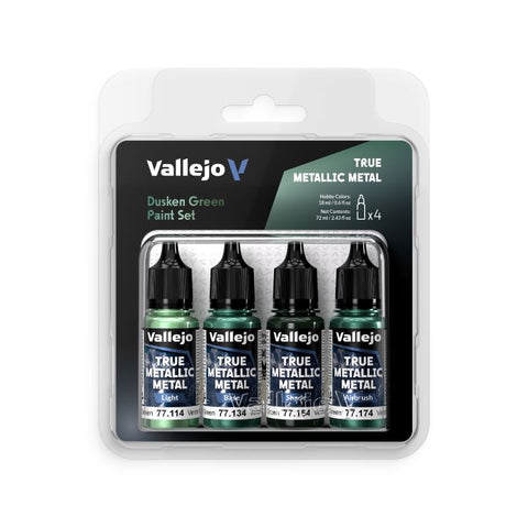 VALLEJO 18ml Dusken Green True Metallic Metal Paint Set (4 Colors)