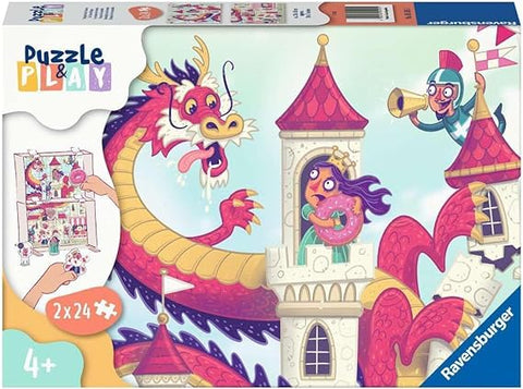 RAVENSBURGER 2 x 24 PIECE Puzzle & Play Donunt Dragon