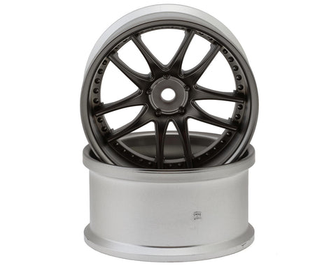 LAB Work Emotion CR3P 1/10 Drift Wheels (Matte Black/Chrome) (2) (6mm Offset) w/12mm Hex