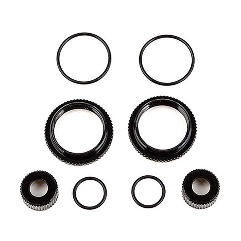 ASSOCIATED 13mm Shock Collar and Seal Retainer Set, blk alum