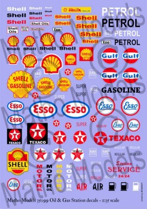 MATHO MODELS 1/35 Oil & Gas Station Decals (Various Brands)