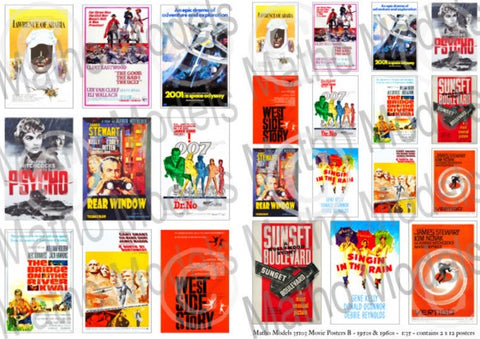 MATHO MODELS 1/35 Movie Posters 1950s & 1960s Printed Paper (24) (12 different types in 2 sizes)