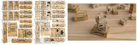 MATHO MODELS 1/35 Wooden-Type Whiskey Crates Printed Paper (16) (5 different brands)