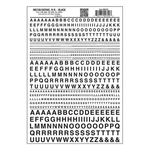 WOODLAND SCENICS Dry Transfer Gothic Letters Black